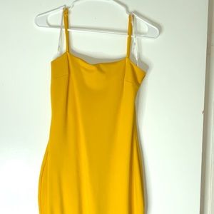 Lulus Bodycon Midi Dress Mustard Yellow